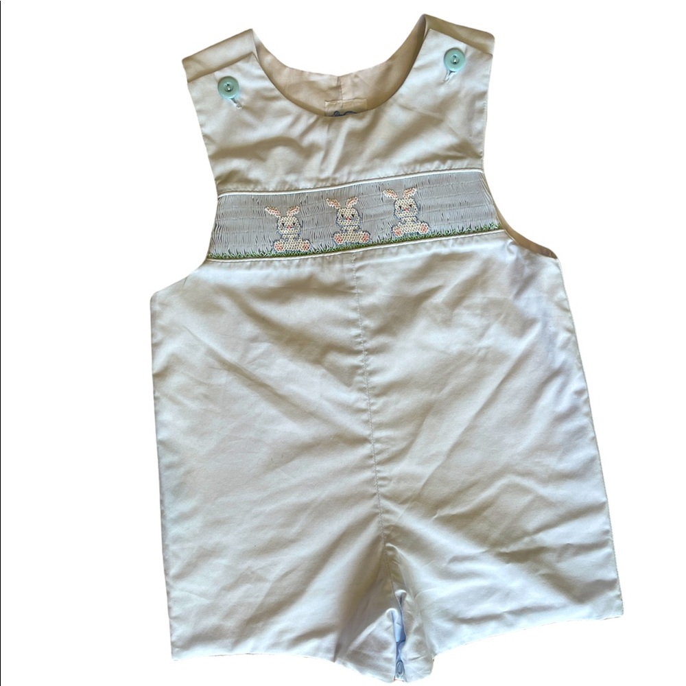 Boy Toddler Bunny Embroidered Shortall Jon Jon 12M
